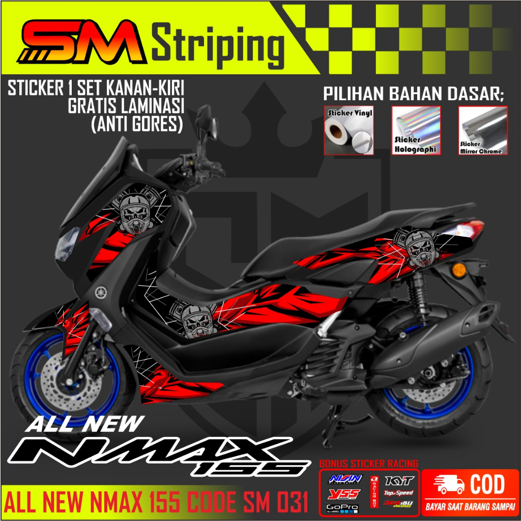 STRIPING MOTOR NMAX NEW TAHUN 2020 2021 2022 2023 2024 STICKER SIMPEL ELEGANT STIKER NMAX NEW SM 031