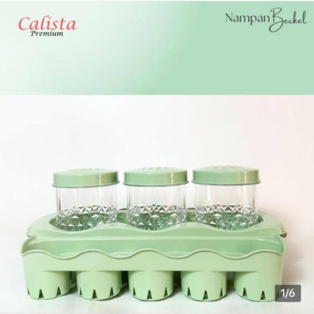 Calista Premium Nampan Beckel set 3 Nampan Kombinasi Toples dan Wadah Gelas
