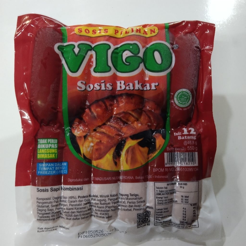

VIGO SOSIS BAKAR SAPI 500 GRAM - isi 12 pcs
