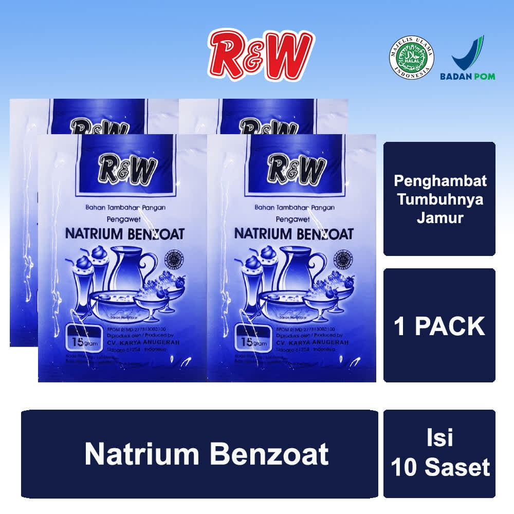 

NATRIUM BENZOAT BAHAN PENGAWET MAKANAN KUE MINUMAN HALAL BPOM MERK RW