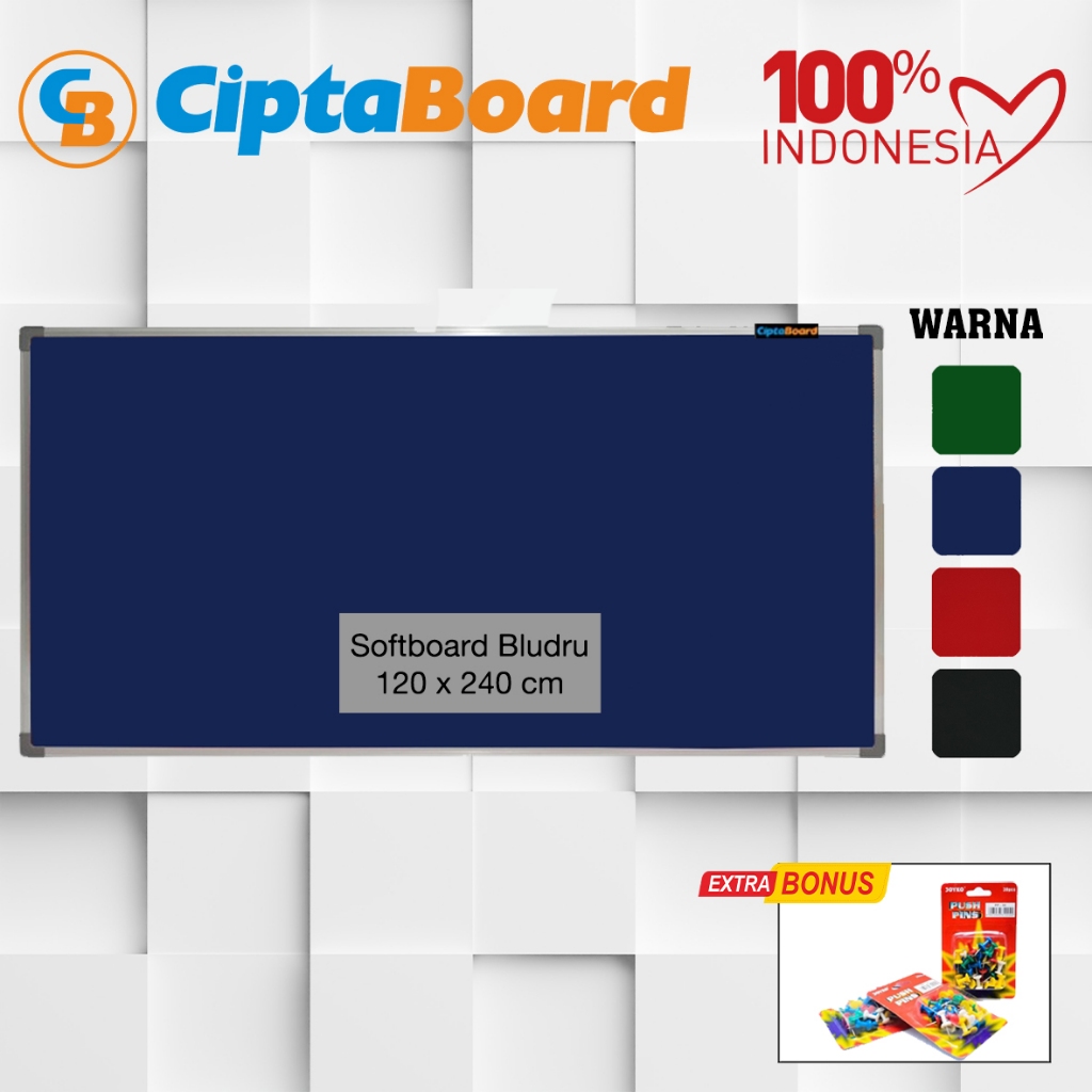

Softboard / Cork Pin Board / Papan Mading Gantung Cipta / Bludru 120 x 240 cm
