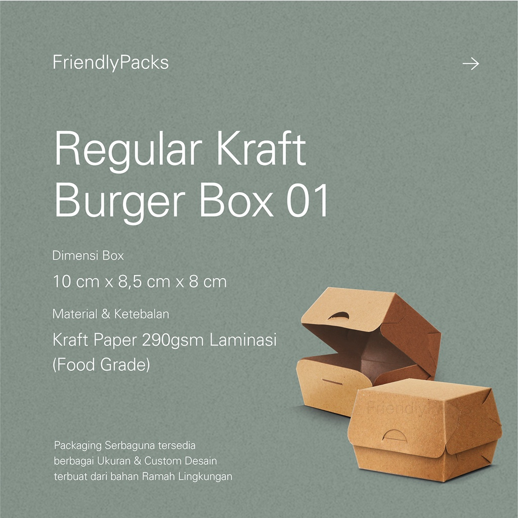 

Regular Burger Box Packaging Kraft / Kemasan Burger / Kotak Burger