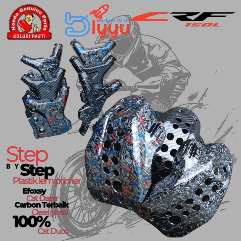Terlaris paket Hemat "2pcs" cover mesin bawah cover rangka kanan kiri carbon celup  Carbon WTF tutup