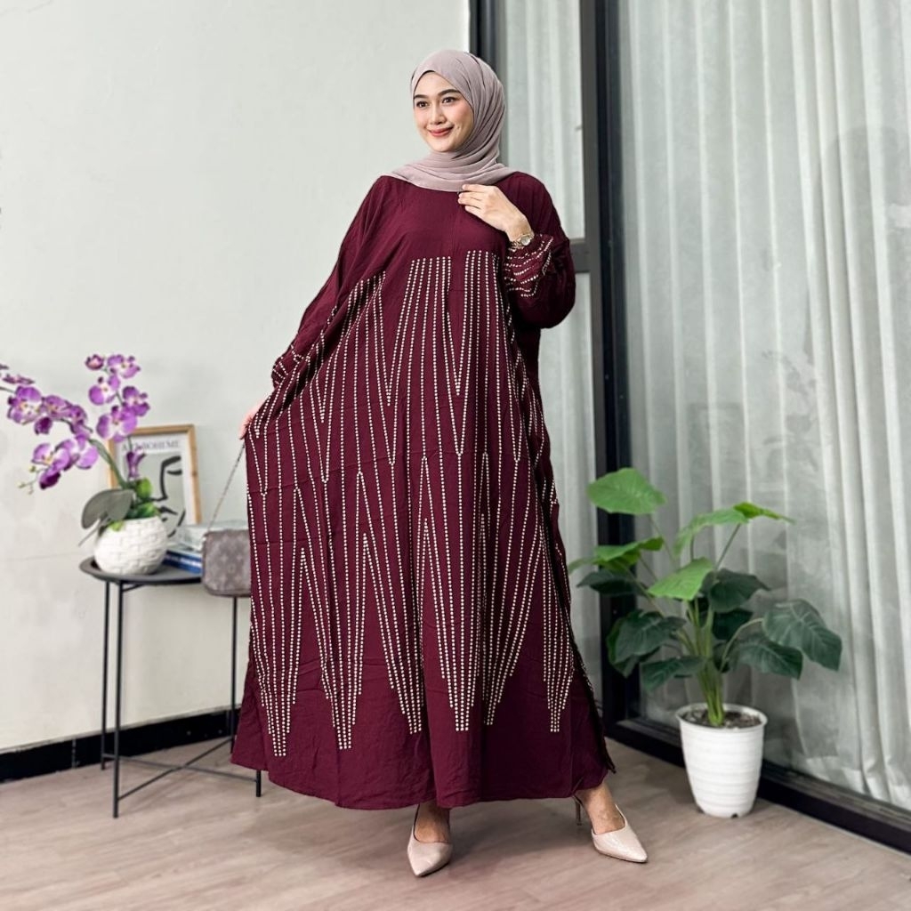 Kaftan Berlian Rayon Premium Dress Wanita Jumbo LD 170 - Gamis Kaftan Motif Berlian