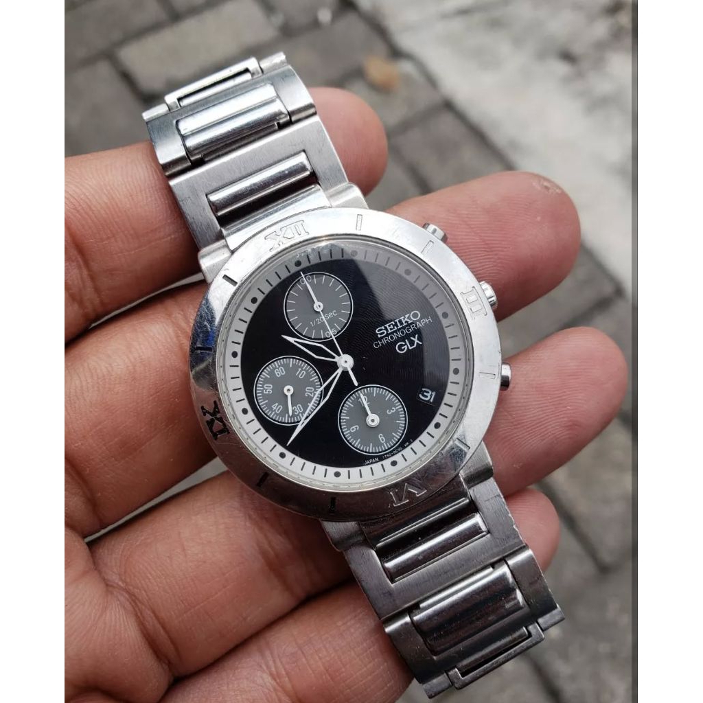Jam Tangan Vintage seiko chronograph GLX quartz38mm All Original