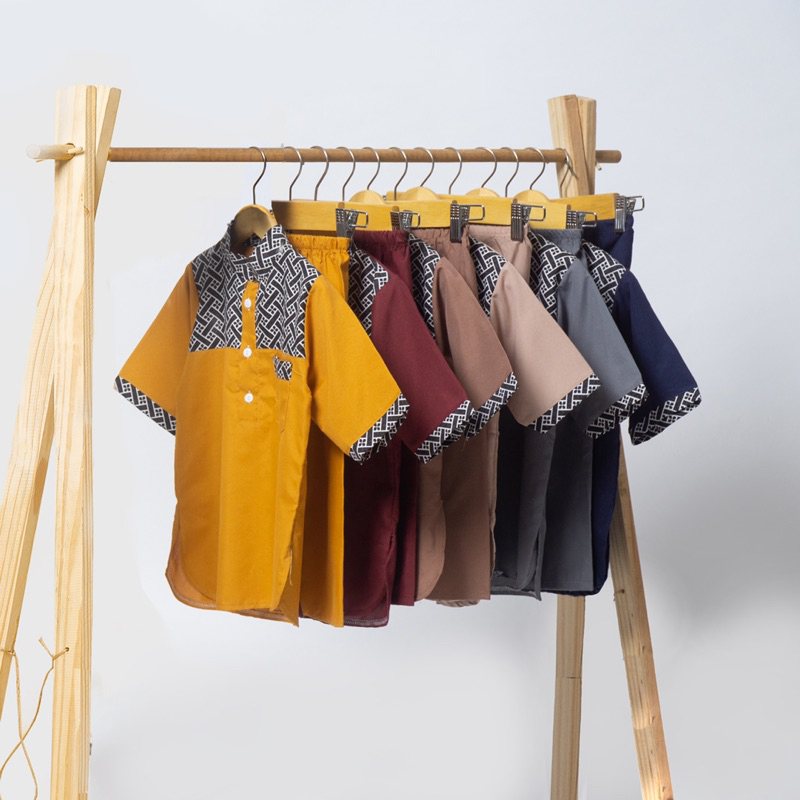 SETELAN Anak Laki Kemeja Celana Koko Sarkoci 1-10 Tahun Baju Kancing Motif Batik Panjang Cowok Bayi 