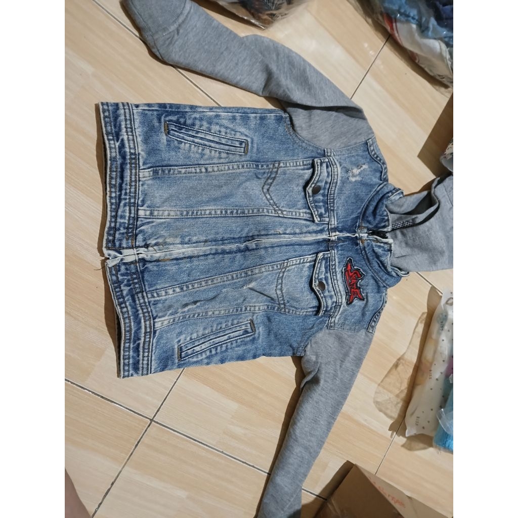 jaket polo boy kid anak cowo jeans size 6 preloved