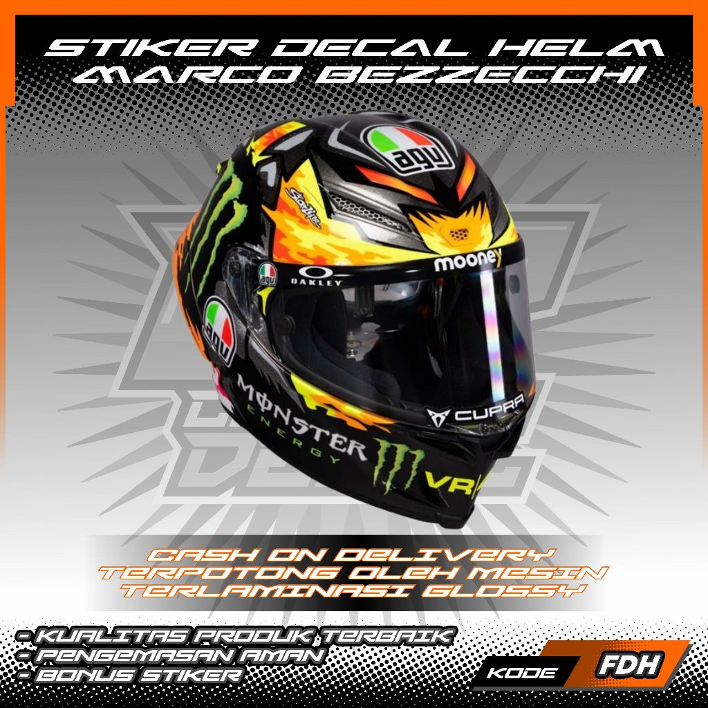 STIKER DECAL HELM FULL FACE & HALF FACE MOTIF MARCO BEZZECCHI