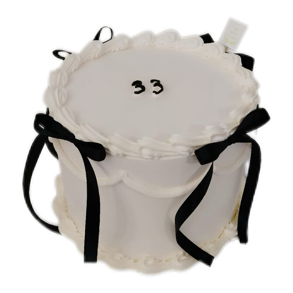 

Cake White with Black ribbon