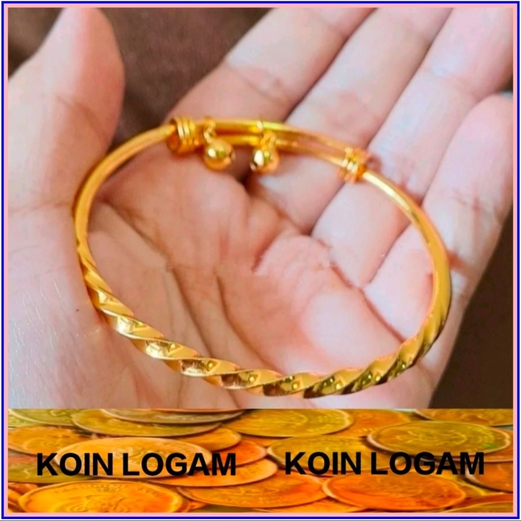 Gelang Bangle Anak Dan Bayi Perempuan Anti Karat Koin Logam 1991 Asli Original Lucu Lapis Emas 24k