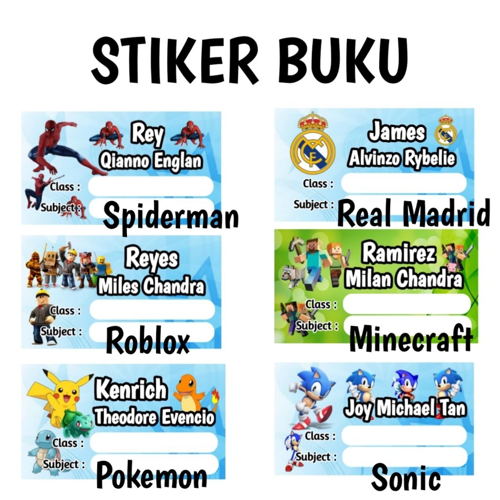 

60pcs stiker buku