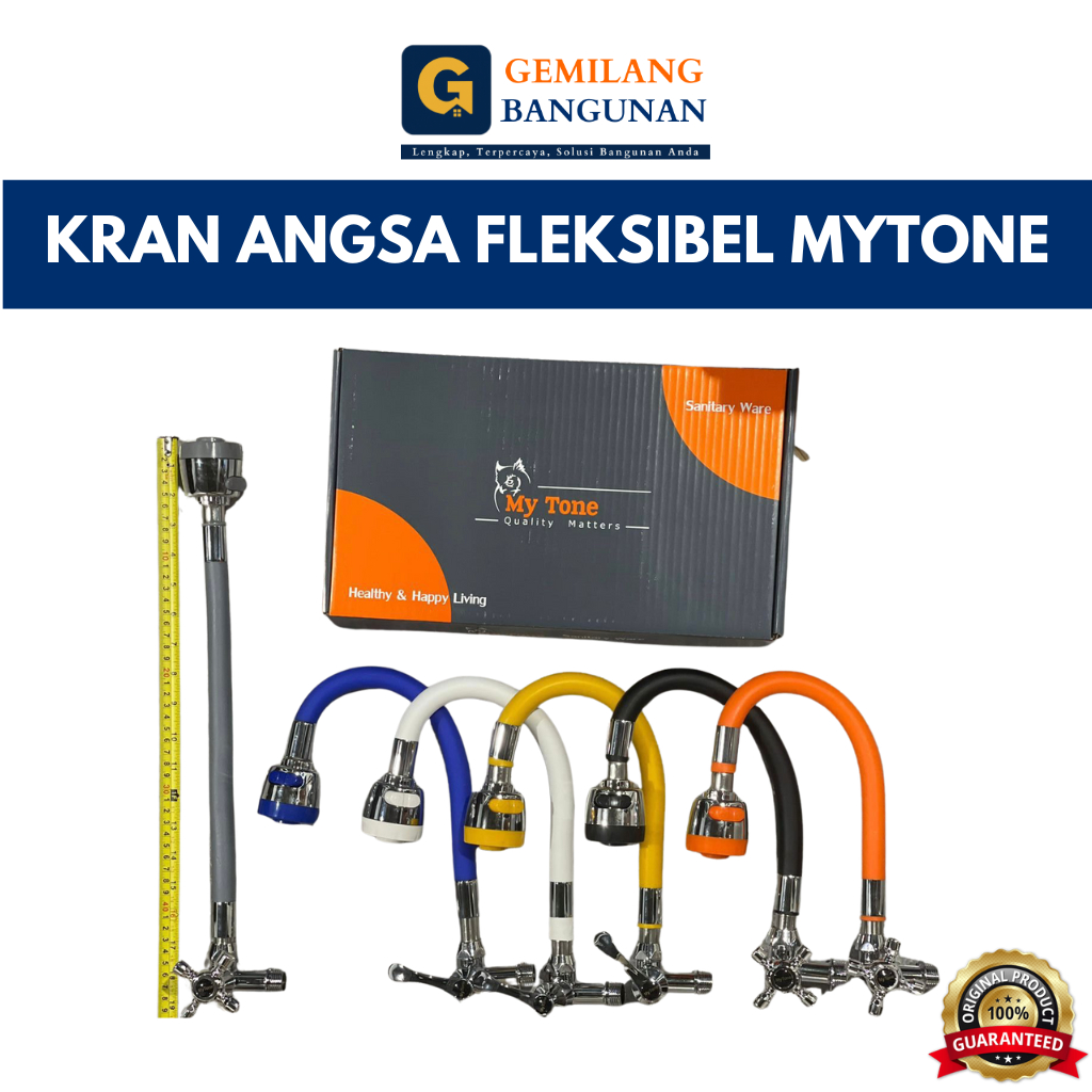 Kran Angsa Fleksibel Kepala Besar My Tone Warna warni / Kran Angsa Fleksibel Karet / Kran Dapur Cuci