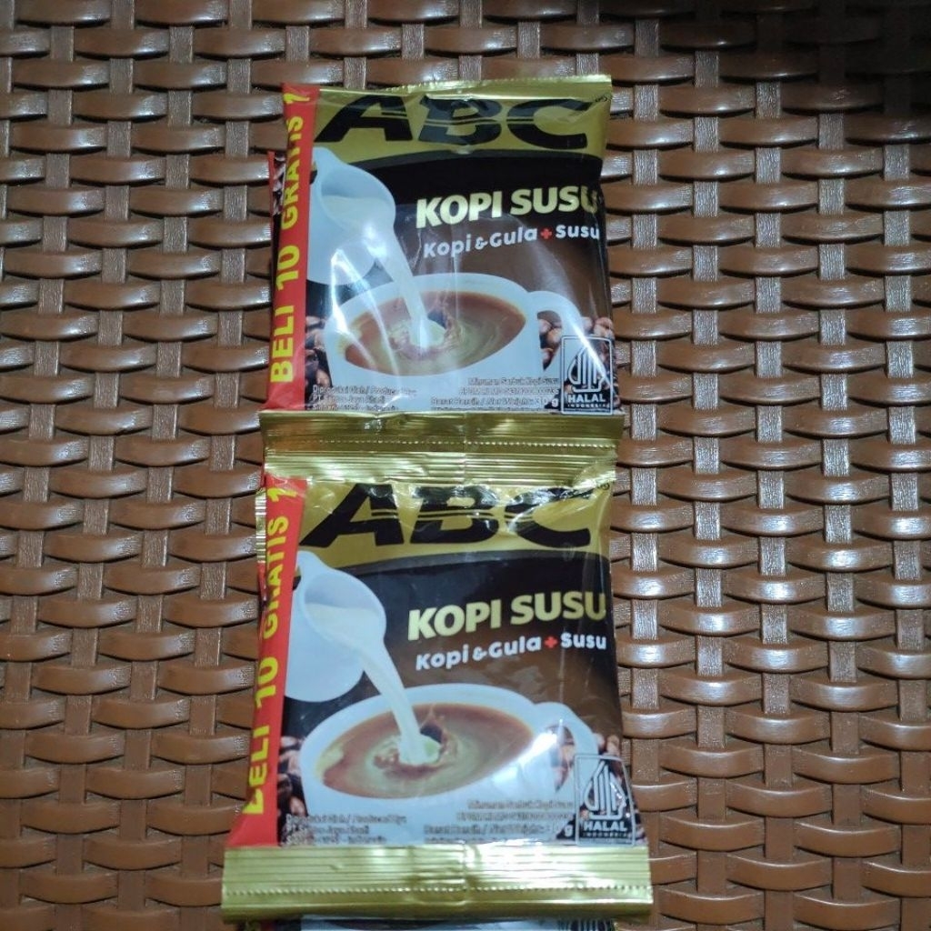 

ABC KOPI SUSU/ KOPI & GULA + SUSU 31 Gr/ RENCENG ISI 10 SACHSET GRATIS 1