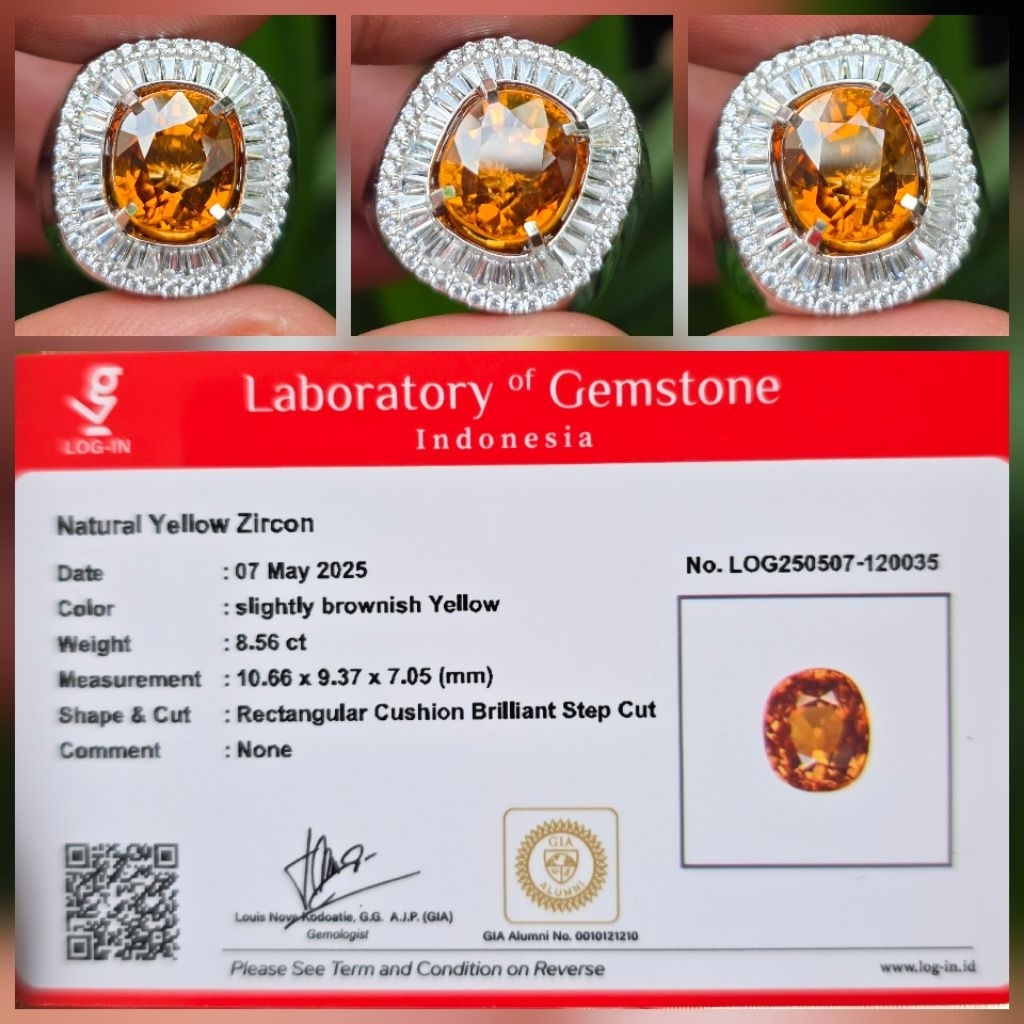 Batu Natural HQ Brown Yellow Zircon Memo 8.56 crt