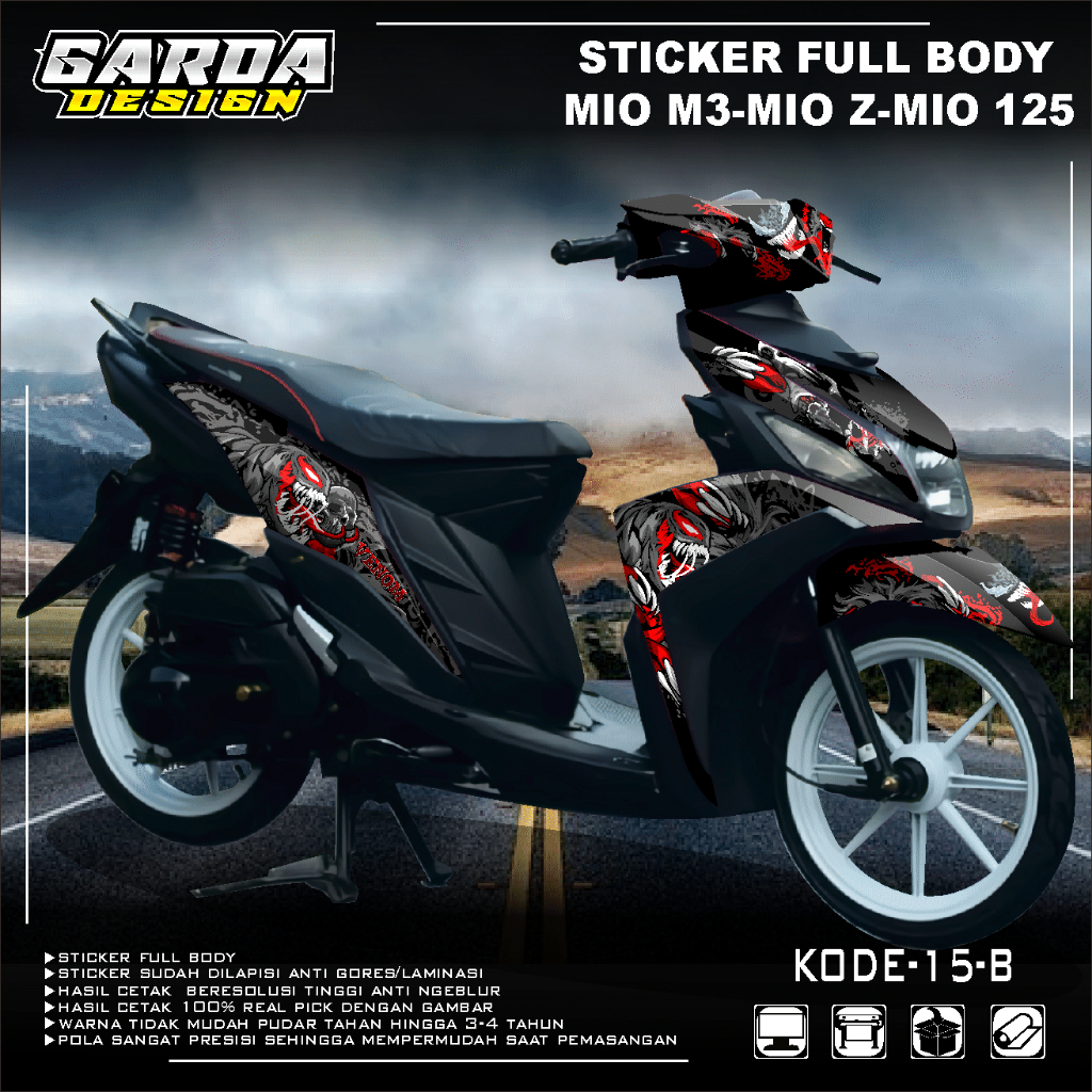 (COD) Sticker Decal Yamaha MIO M3 125 FullBody Stiker Dekal Yamaha Mio M3 125 Fullblok terbaru motif
