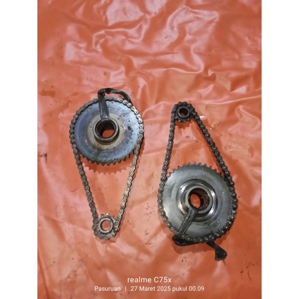 gigi ger gir gear pengantar penghubung dinamo dobel stater honda set rantai teming astrea grand prim