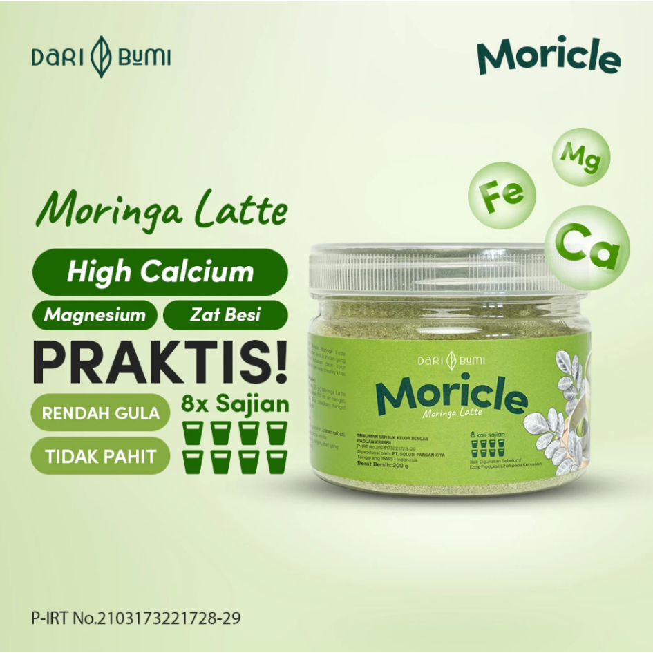 

Dari Bumi Moricle Moringa Latte Minuman Bubuk Kelor Latte 200 Gram