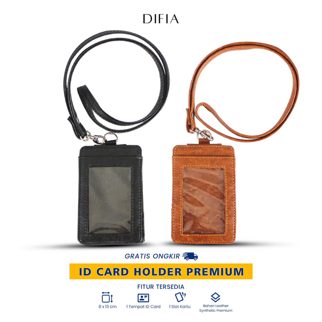 

Difia - Id Card Holder Lanyard Kulit Tempat Kartu Souvenir Acara