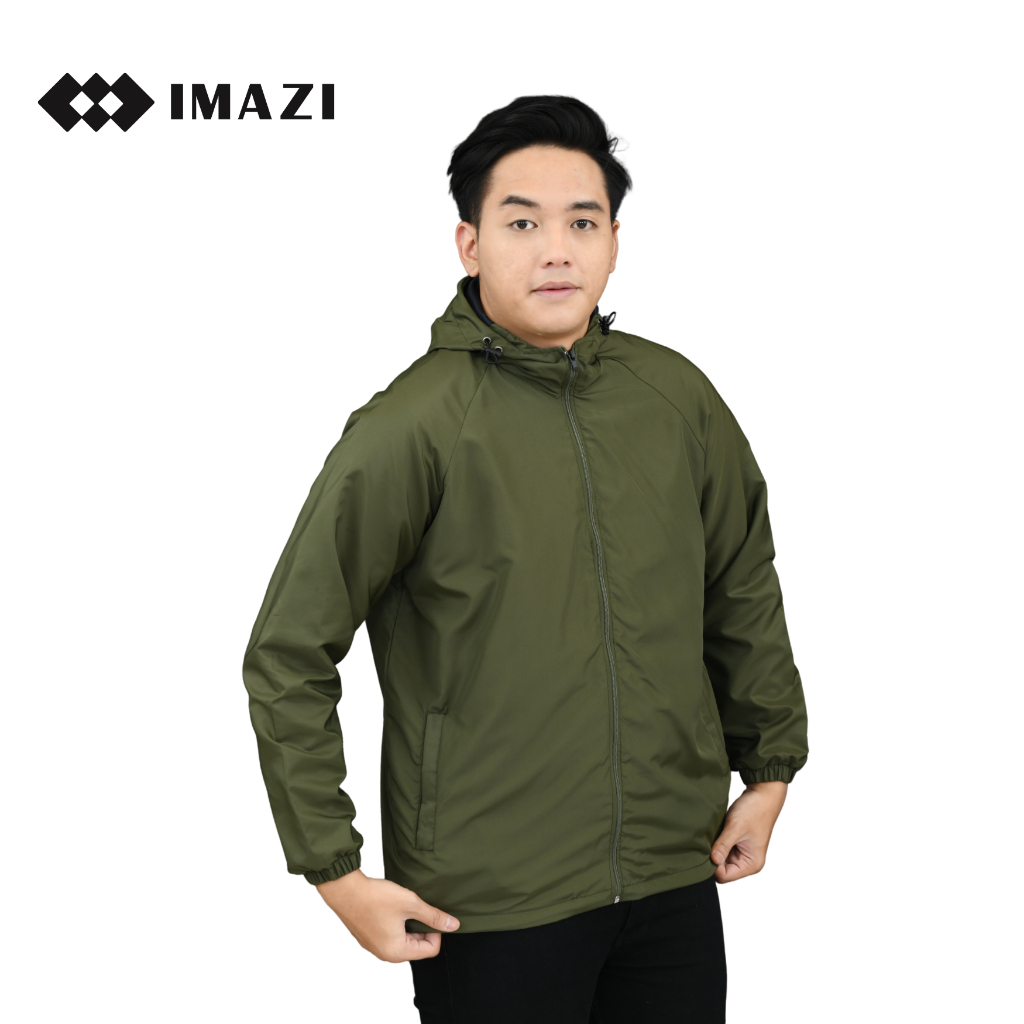 Jaket Parasut Windbreaker Basic Premium Hijau Army Polos Olahraga Windrunner Running Sport Pria Wani