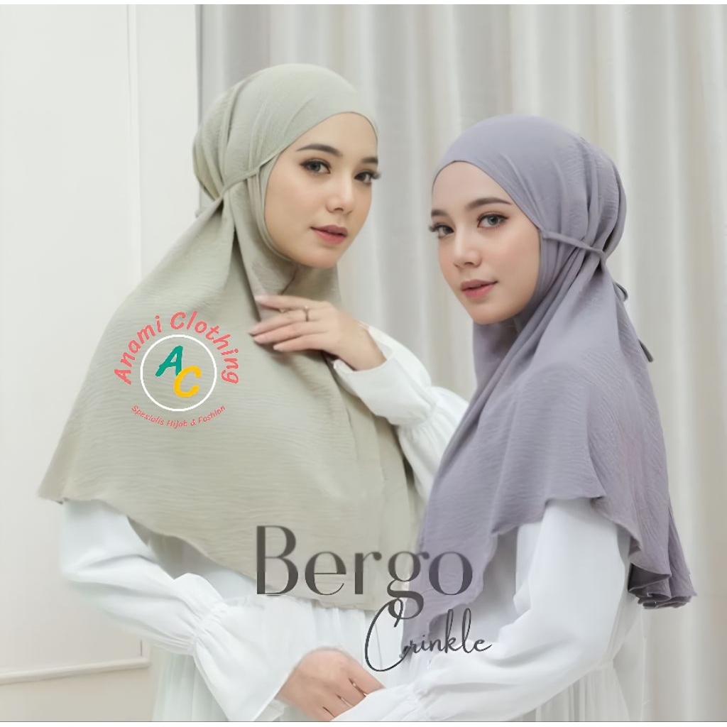 HIJAB BERGO MARYAM CRINKLE AIR FLOW ( L ) / HIJAB INSTAN BERGO MARYAM / JILBAB BERGO MARYAM CRINKLE