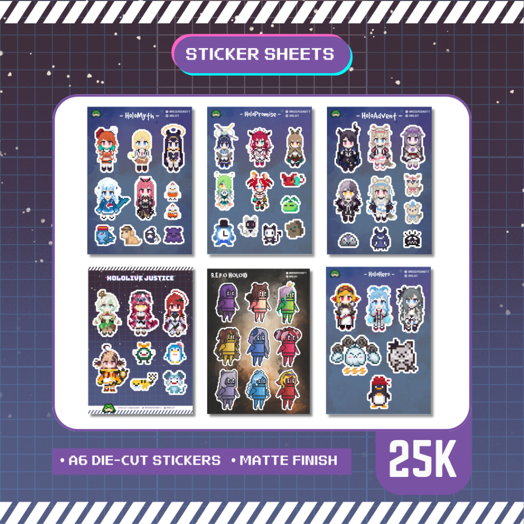 

Sticker Sheet Matte HOLOLIVE ENGLISH INDONESIA VTUBER Calliope Gura Ina Kiara Amelia Mumei Kronii IRyS Fauna Baelz Nerissa Fuwawa Mococo Bijou Shiori Cecilia Gigi Elizabeth Raora Moona Risu Iofi Anya Reine Ollie Zeta Kobo Kaela