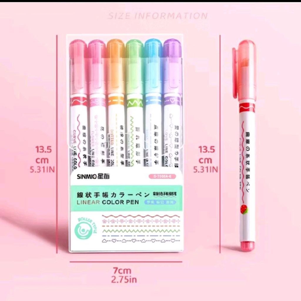 

Spidol Garis 6 pcs warna Lucu