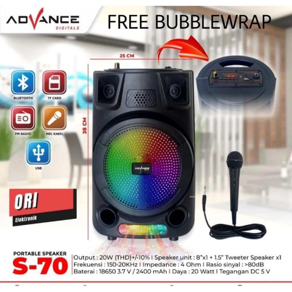 SPEAKER ADVANCE S 70 Wireless Bluetooth salon full bass