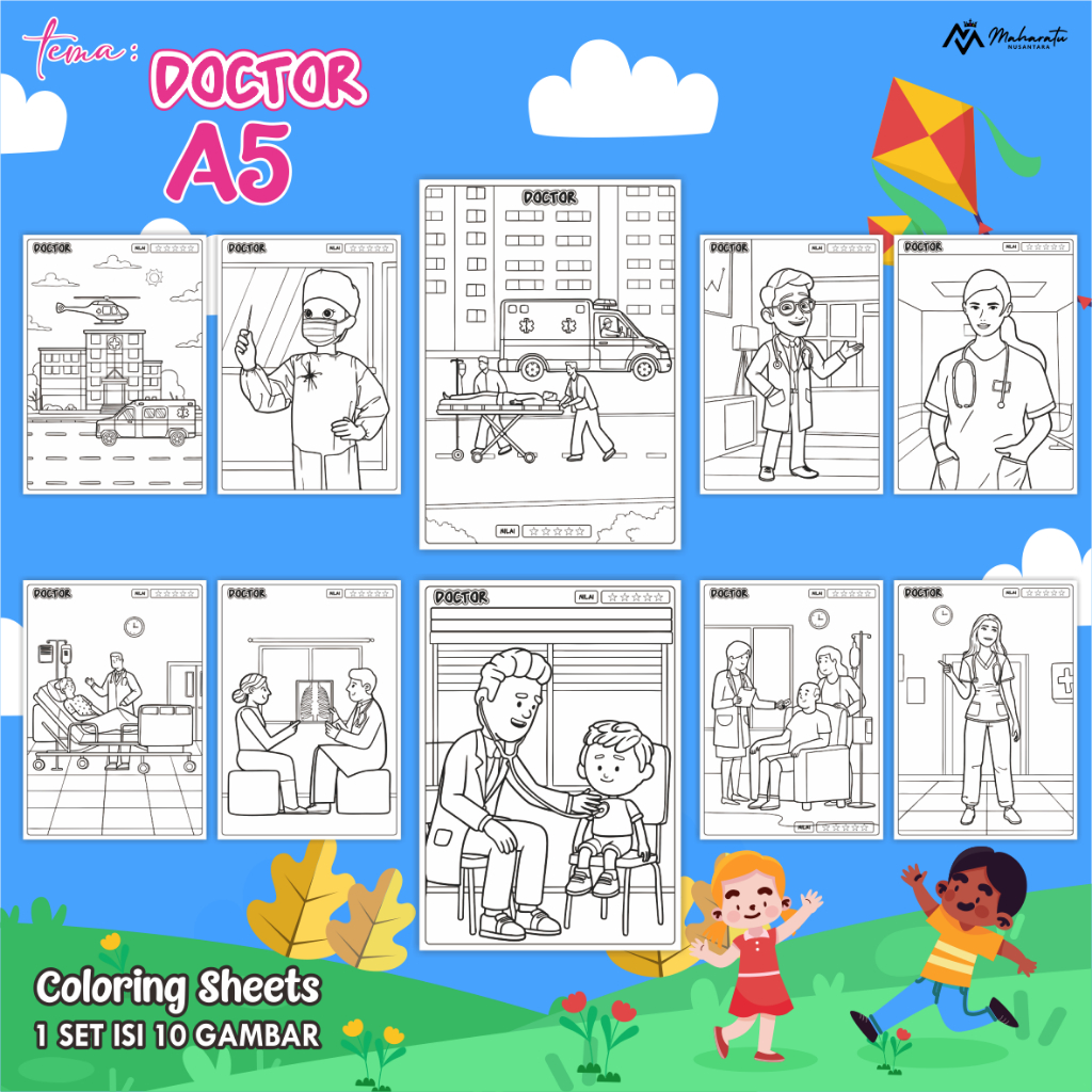 

[PROFESI] KERTAS MEWARNAI ANAK - LEMBAR BERGAMBAR 1 SET ISI 10 LEMBAR UKURAN A5 - COLORING SHEET