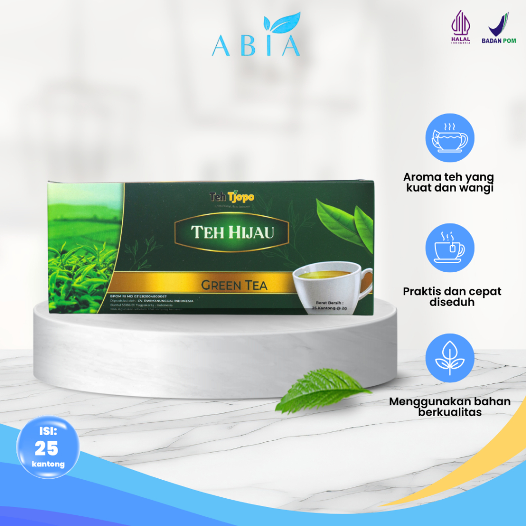 

Teh Celup Tjopo Green Tea 25 Kantong Hijau Aroma Wangi Rasa Istimewa Praktis Halal dan BPOM