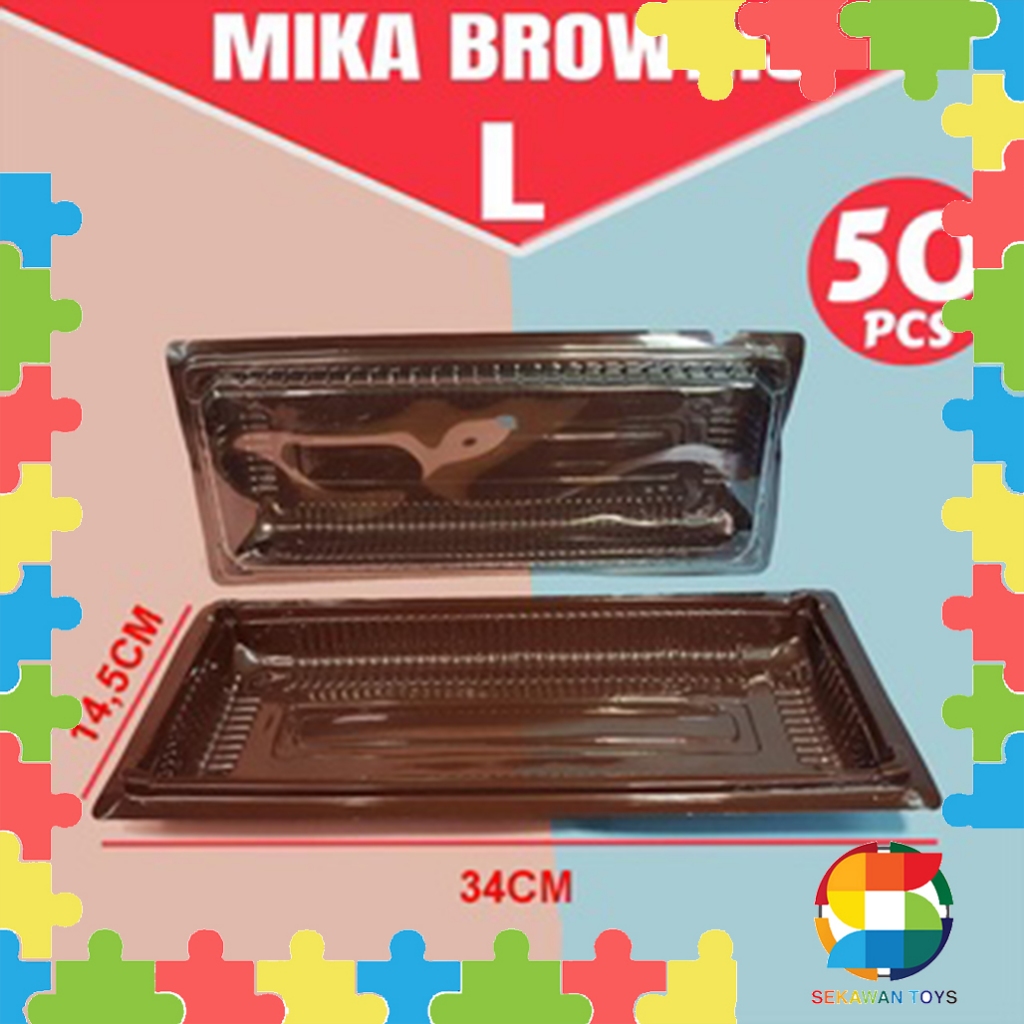 ( ISI 50PCS )Mika Brownis L/Mika Plastik Tempat Roti/Mika Bolu/Mikan Tempat Kue