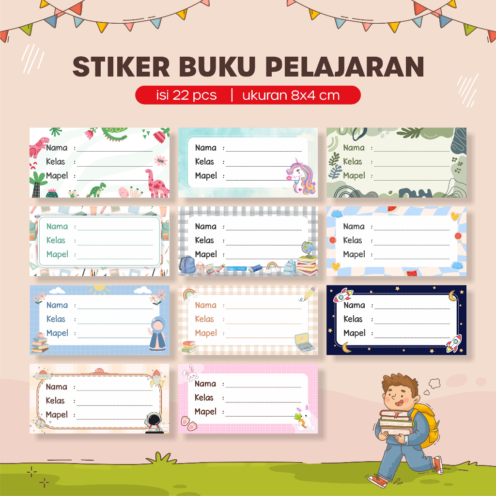 

Stiker Nama Buku Pelajaran Isi 22 Ukuran 8 x 4 cm - Sticker Label Buku Mapel