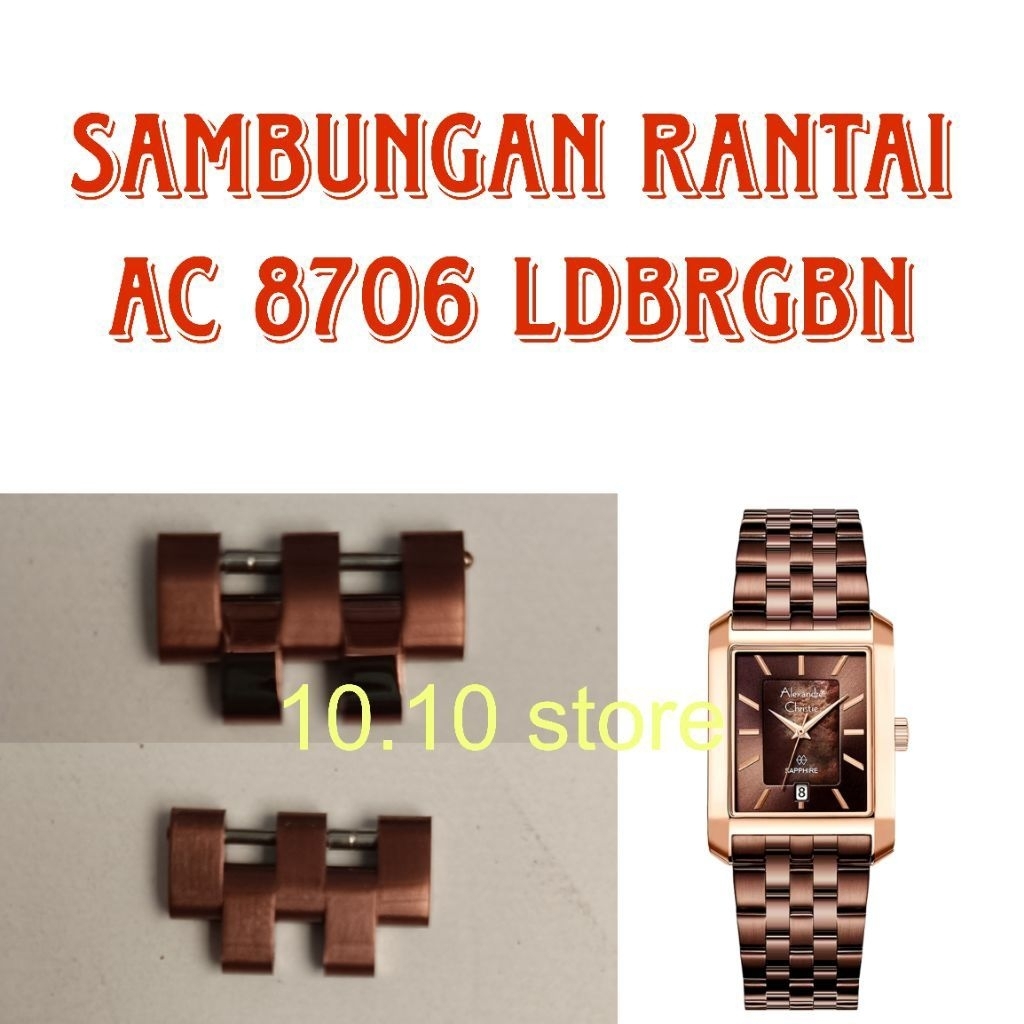 Sambungan Strap Rantai Jam Tangan Alexandre Christie Original AC 8706 AC 8706 LDBRGBN cewek