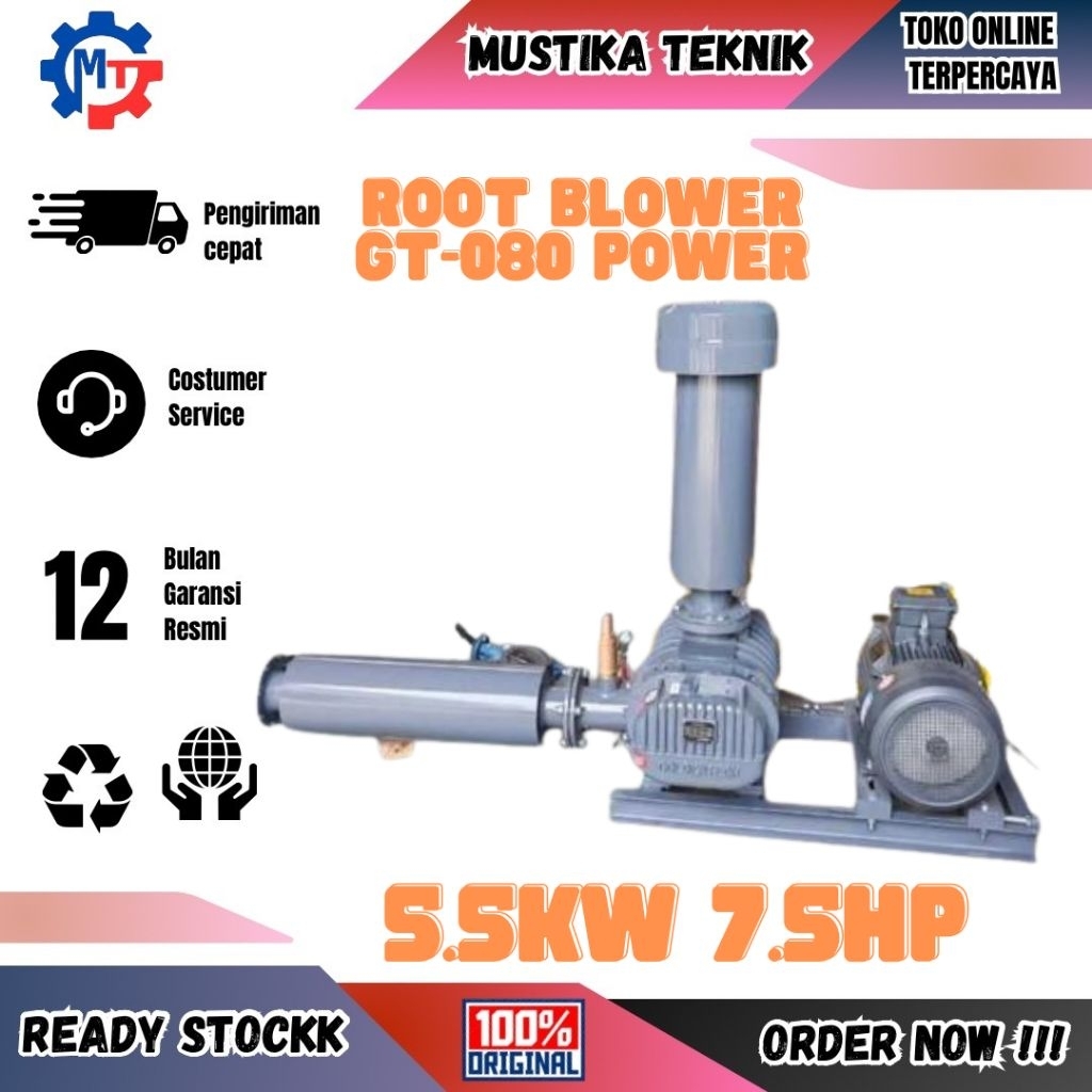 Root Blower Goldentech Type GT 080 Power 7.5Hp 5.5Kw Untuk Nila & Ipal
