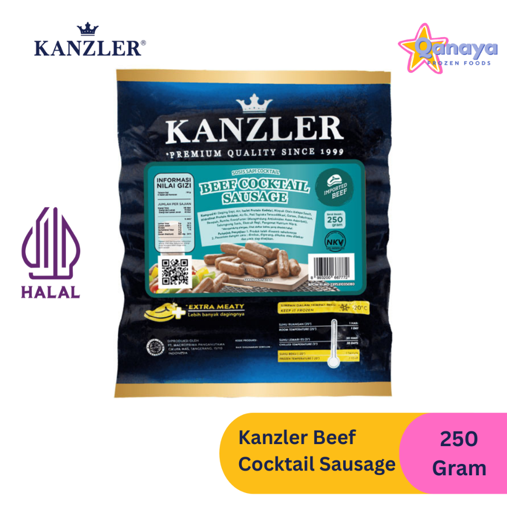 

Sosis Kanzler Beef Cocktail (250 Gram) Sosis Sapi Premium Frozen Food Daging Meat