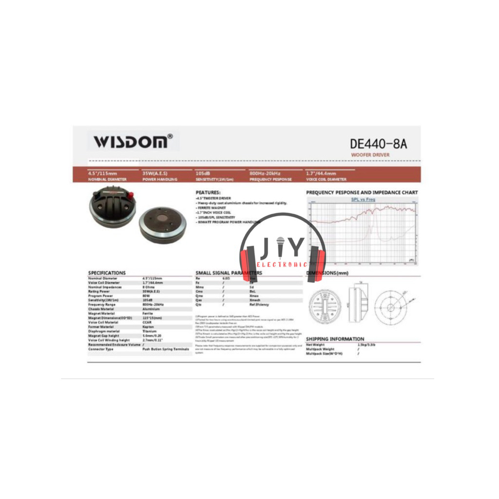 Driver Tweeter Wisdom DE-440-8A DE440-8A DE 440-8A Original