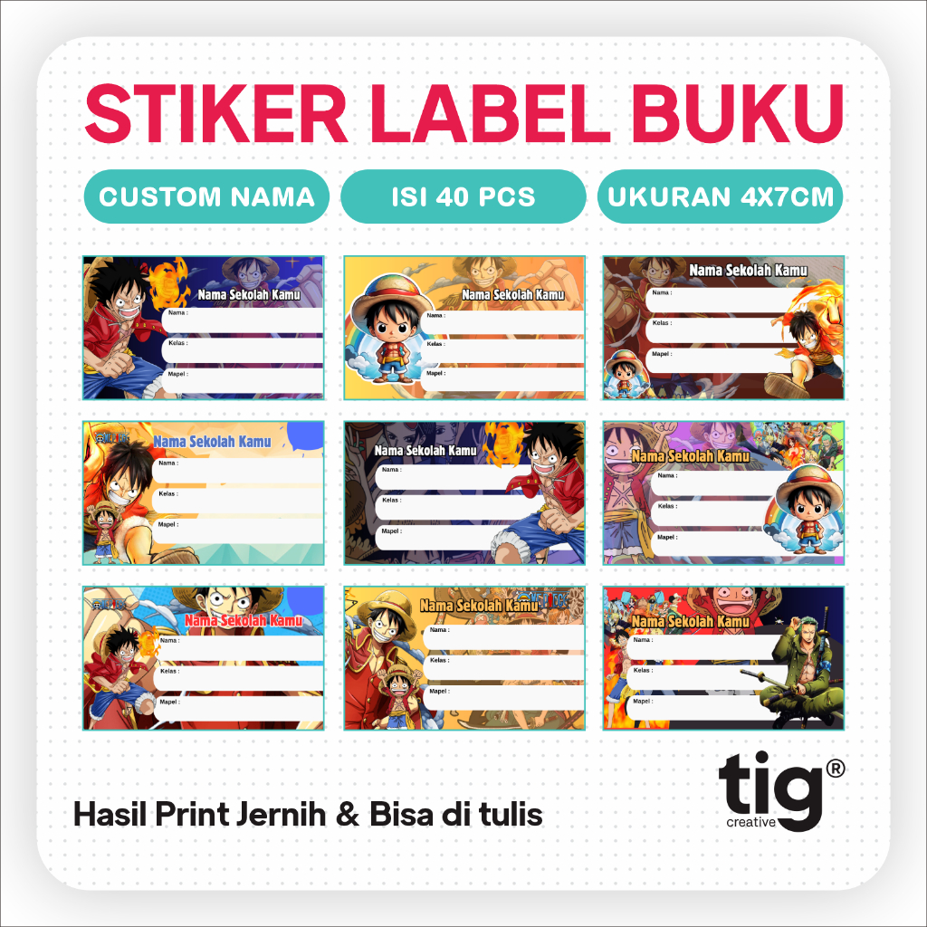 

STIKER LABEL BUKU PELAJARAN | ONE PIECE