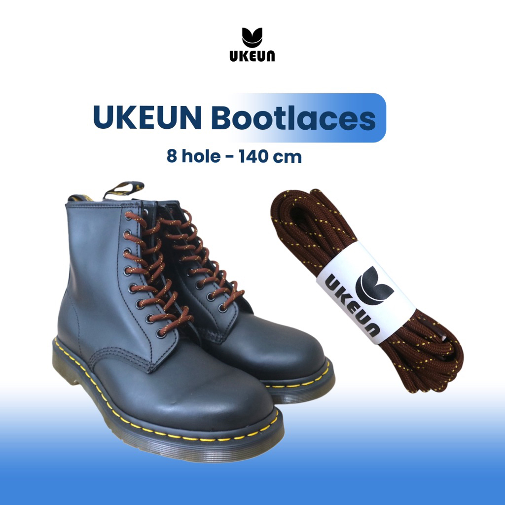 UKEUN Tali Sepatu Bulat Boots Coklat Corak 8 Hole