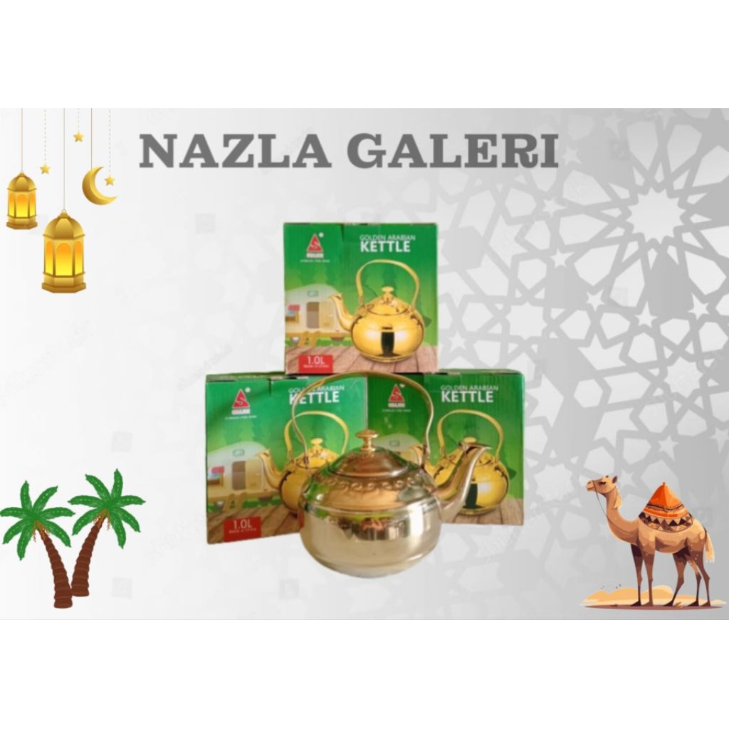 Teko Arab 1 Ltr / Teko Emas / Teko Souvenir Oleh oleh Haji umroh