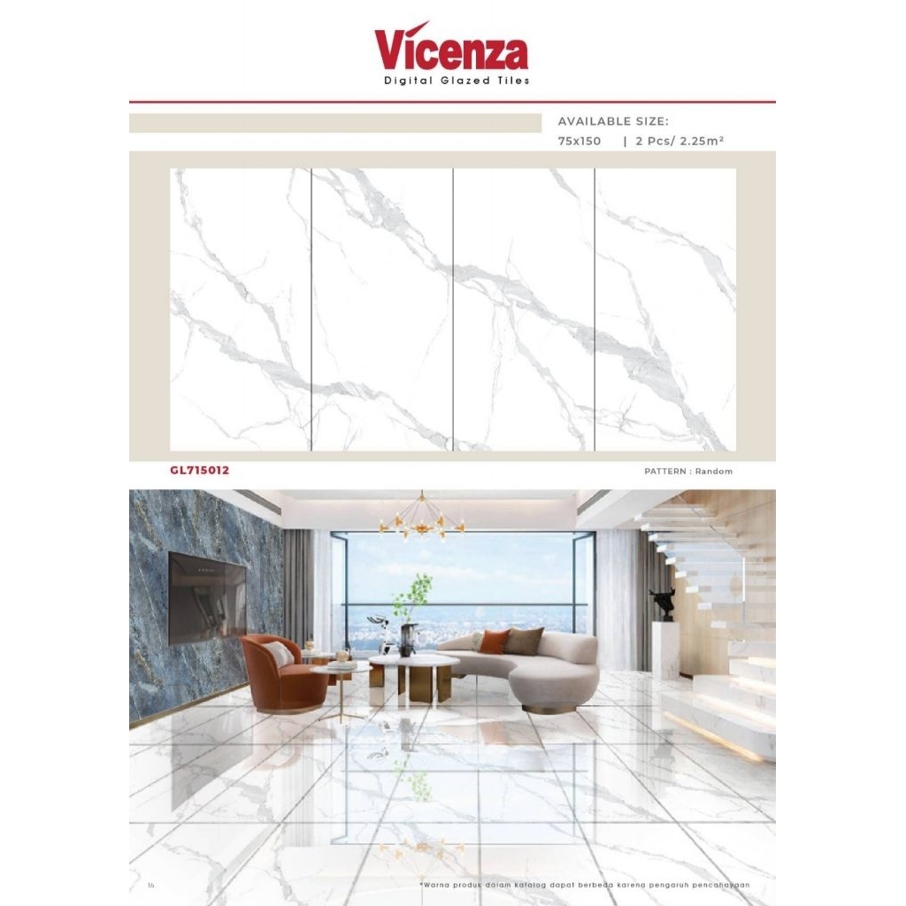 GRANIT MEREK VICENZA TYPE DIGITAL GLAZED TILES GL715012 UKURAN 75X150