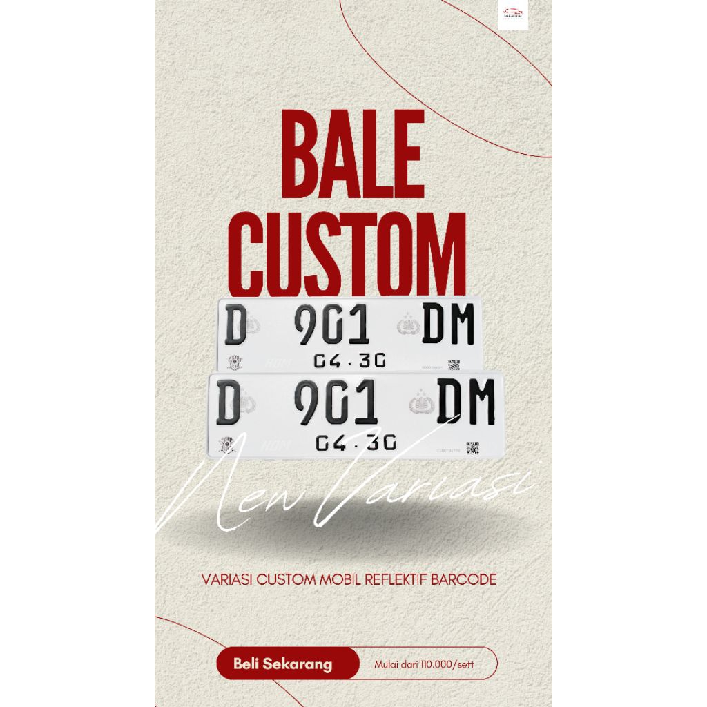 PLAT NOMOR MOBIL CUSTOM,MOBIL, REFLEKTIF,BARCODE