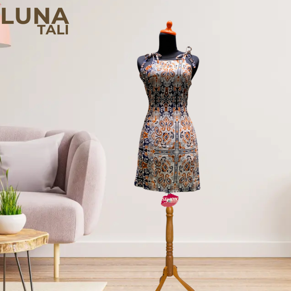 Daster Midi Tanpa Lengan Motif Luna Bahan Rayon Premium Adem Menyerap Keringat Daster Kekinian Nyama