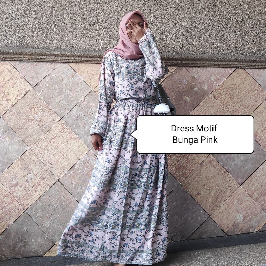 OBRAL BAJU DRESS DENGAN MOTIF BUNGA PINK