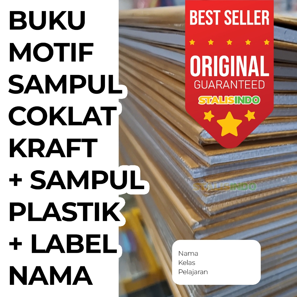 

Buku Cover Sampul Kertas Cokelat Coklat Samson kraft craft Tebal sampul plastik dan label nama Sidu Kuarto Kwarto Boxy Maxy Campus