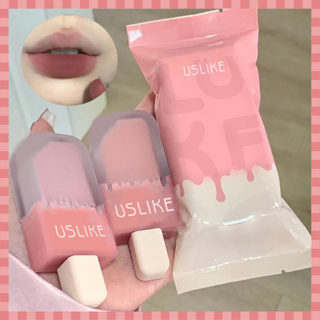 USLIKE Matte Lipstik Es Krim Lucu Velvet Lipstick Ice Cream Lip Glaze Lip Gloss - XX168