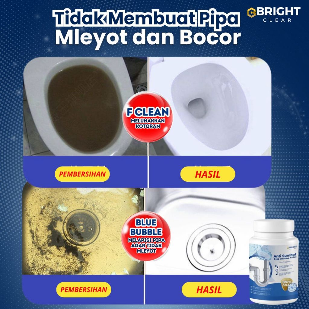 BRIGHT CLEAR ANTI SUMBAT SALURAN AIR WC AMPUH