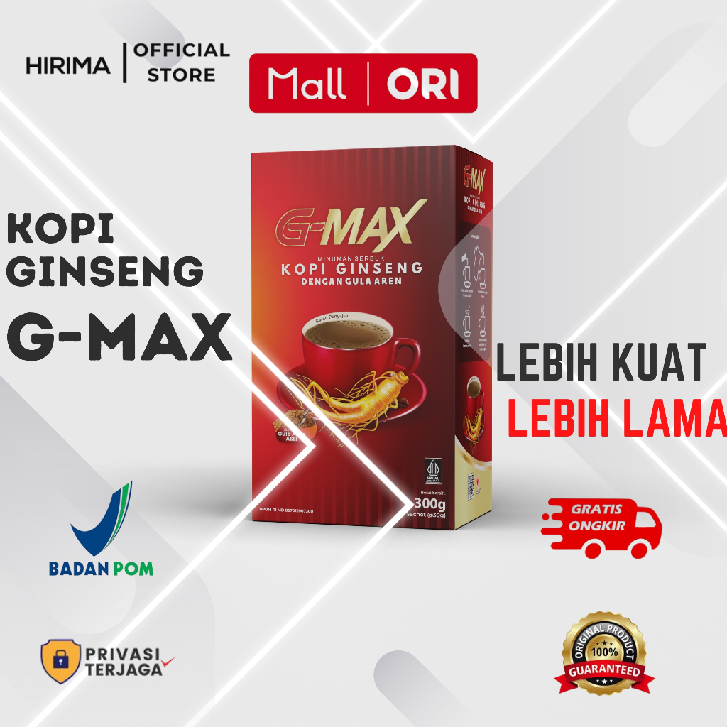 

G-Max Kopi Gingseng Box Sachet: Kopi Kuat Stamina Pria Tahan Lama Original