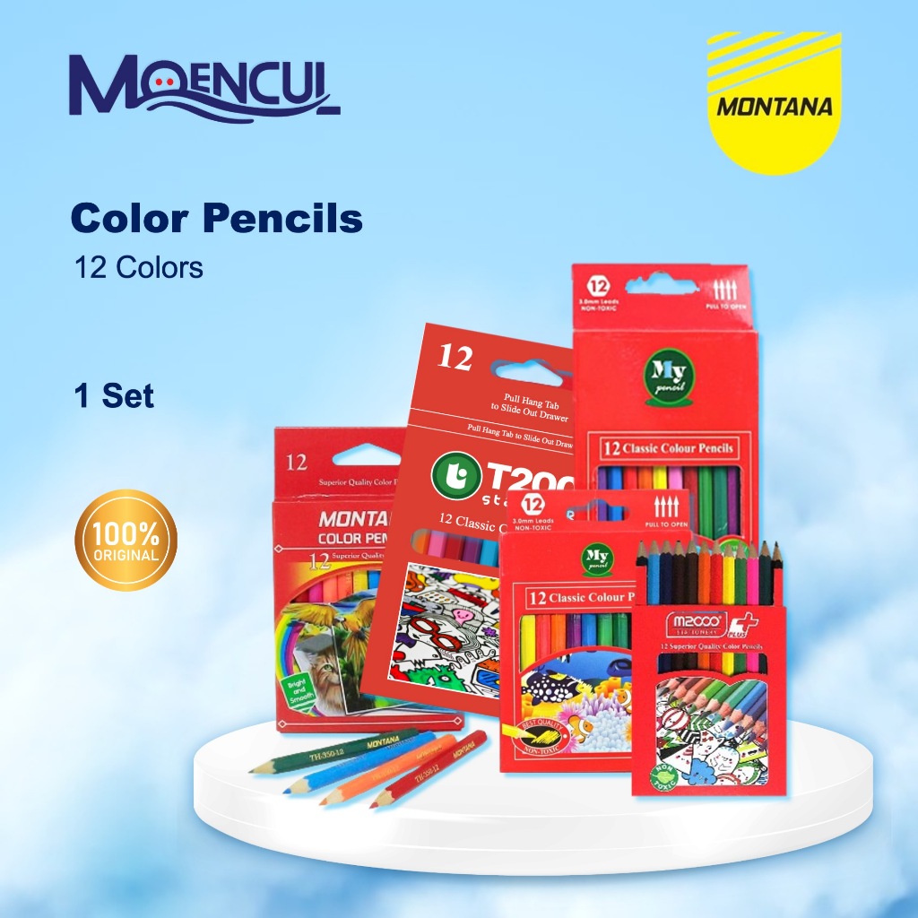 

1 Set | 12 Warna Pinsil Warna T2001 | Color Pencil | Pensil Warna M2000 | My Pencil Warna | Moencul