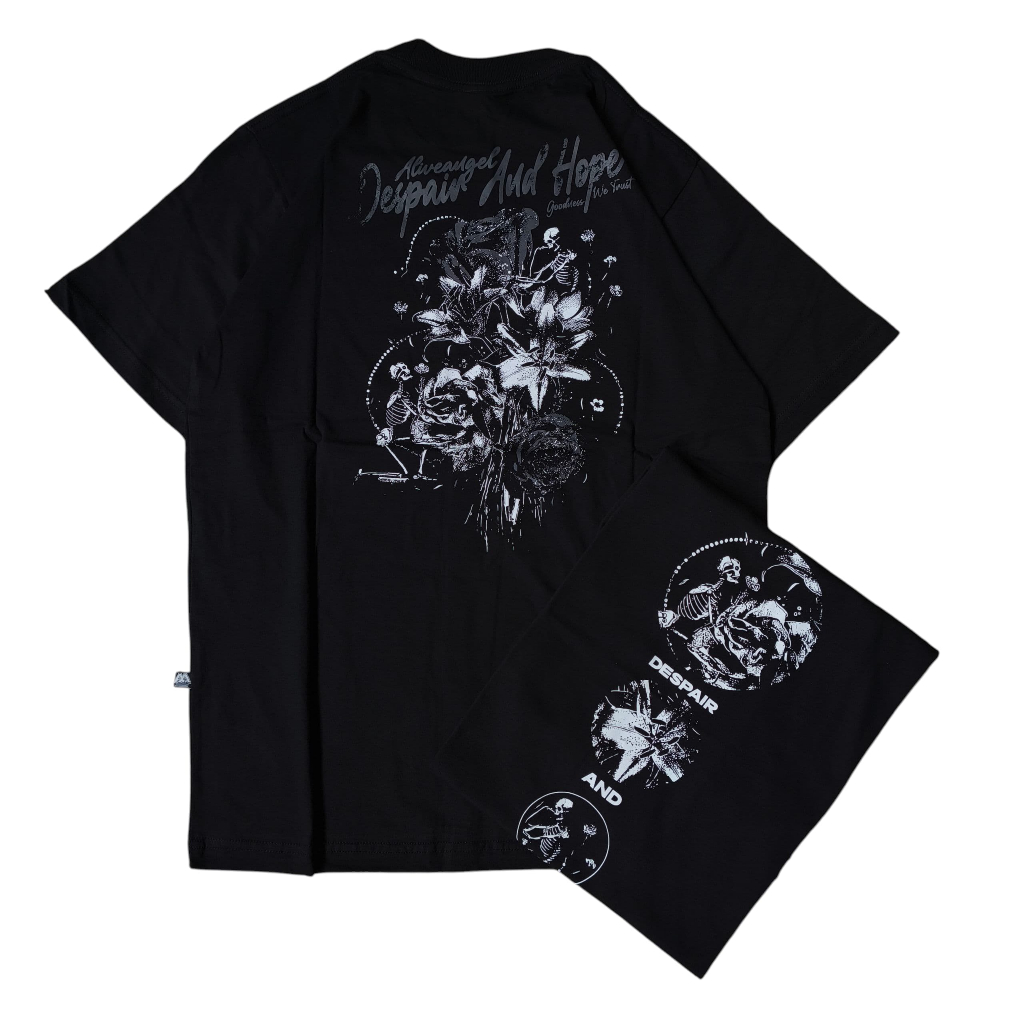 Kaos Baju Metal Pria Artwork Skeleton Black Bahan Kain Katun Combed 30s Tebal Keren / Alive angel / 