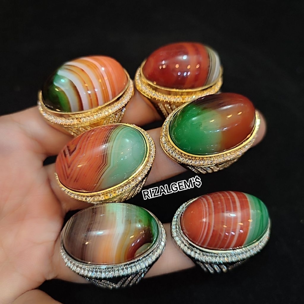 CINCIN NATURAL BATU AKIK  PANCA WARNA