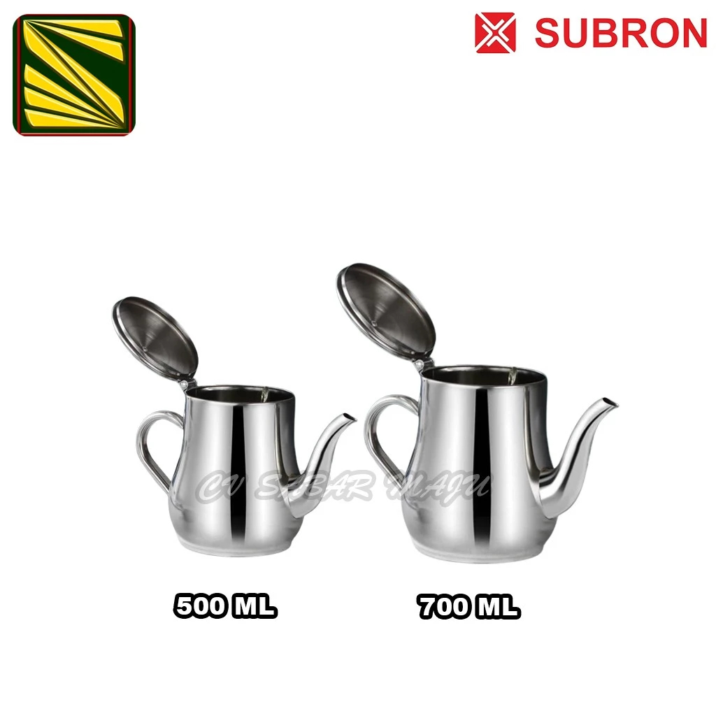 Subron Oil Pot Stainless Steel / Wadah + Saringan Minyak Sayur Tebal Ukuran 500 ml, 700 ml
